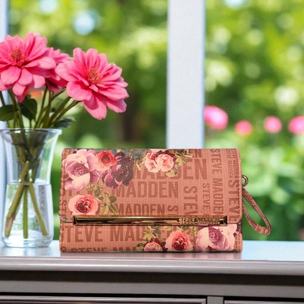 Steve Madden Pink Floral Trifold Wallet/ Wristlet